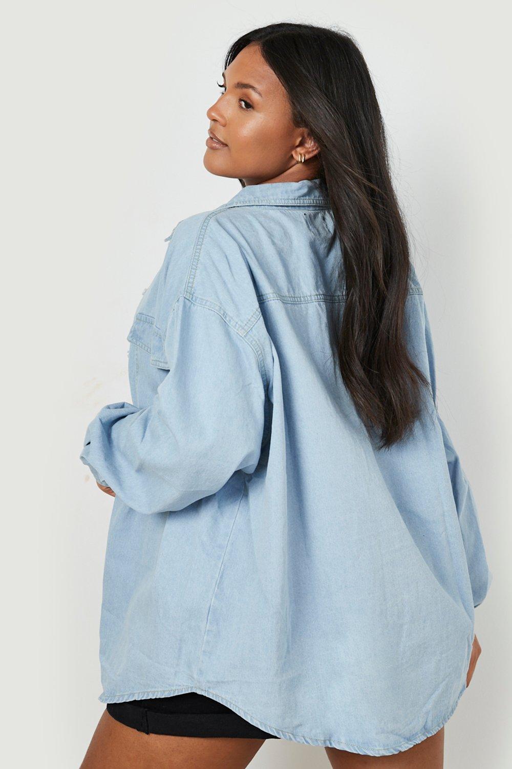 Plus Oversized Denim Shirt